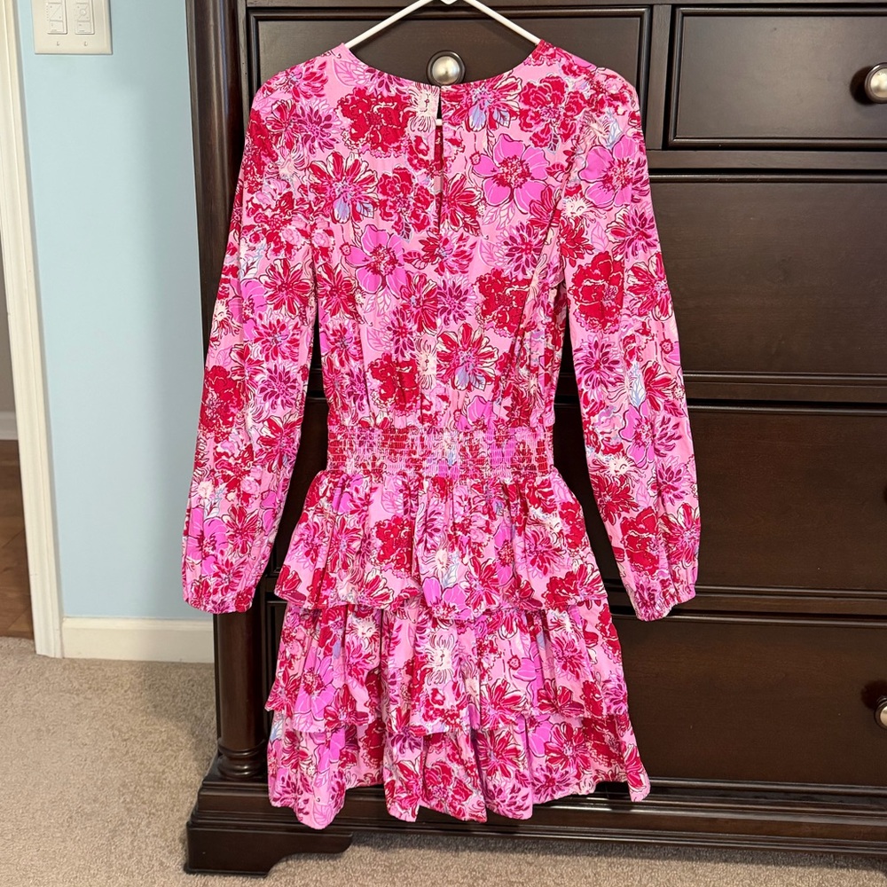 Lilly Pulitzer khloey smocked a line dress in pink lilac thistle floral size 6 - Picture 8 of 8